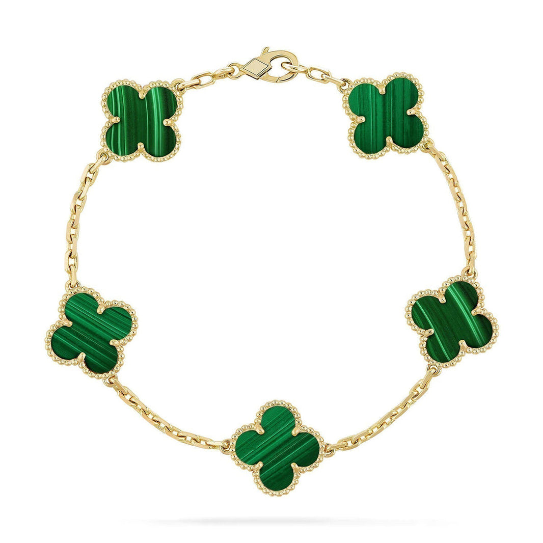 [Camiery] CLOVER 5 MOTIF MALACHITE BRACELET COLLECTION