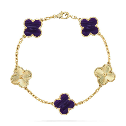 [Camiery]CLOVER 5 MOTIF PURPLE STRIPES BRACELET COLLECTION