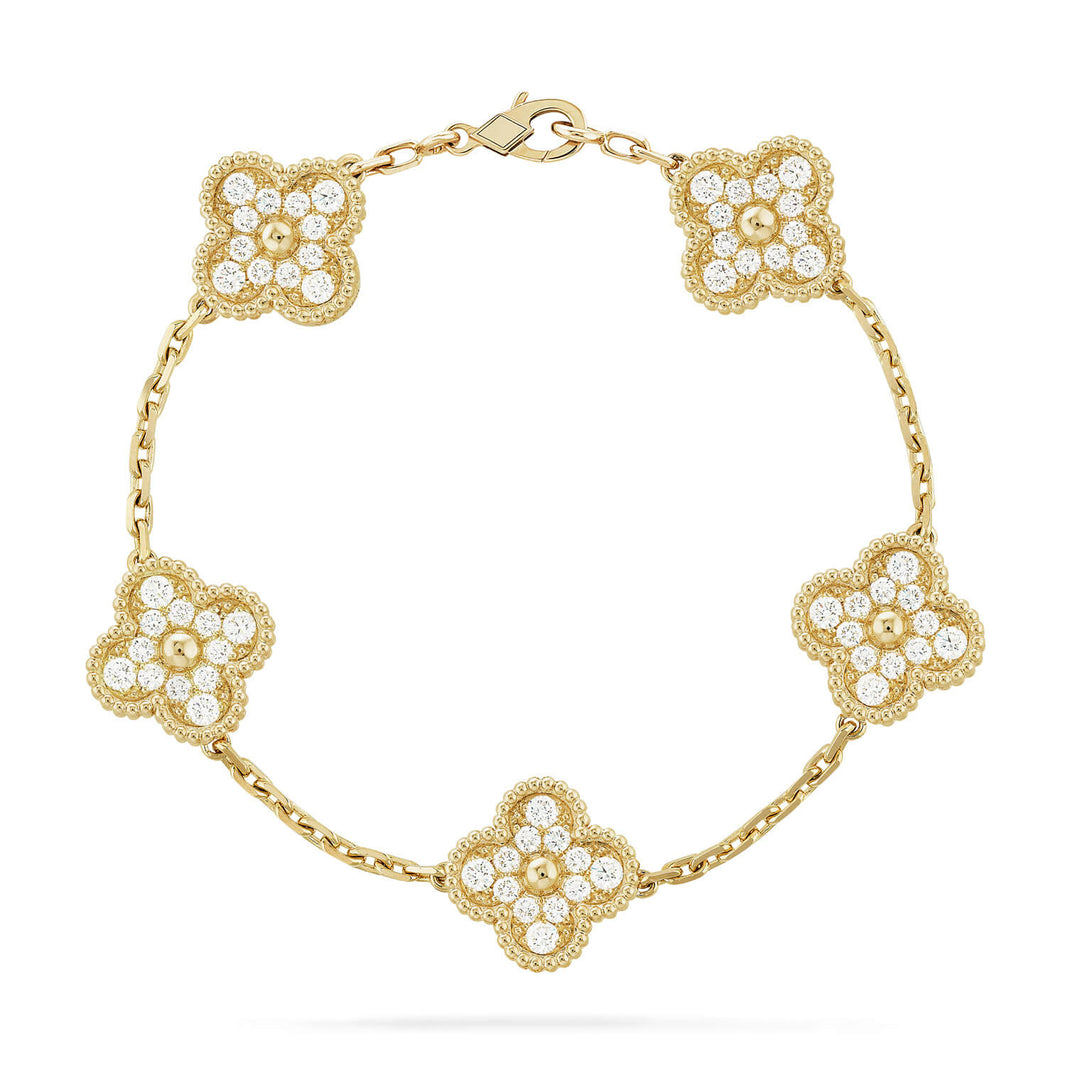 [Camiery] CLOVER 5 MOTIF FULL DIAMOND BRACELET COLLECTION