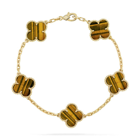 [Camiery] CLOVER 5 MOTIFS TIGER EYE BRACELET COLLECTION