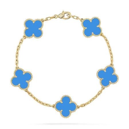 [Camiery] CLOVER 5 MOTIF BLUE AGATE BRACELET COLLECTION