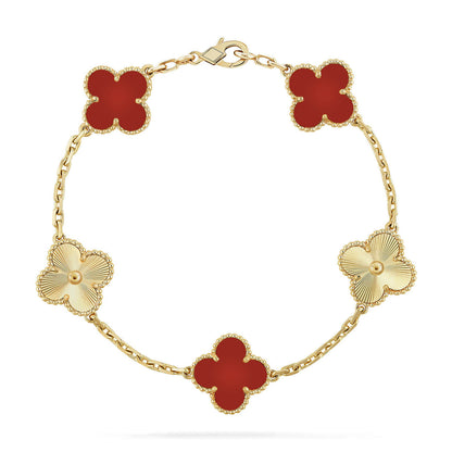 [Camiery]Clover & Love Diamond-Paved Radiant Line 2-Piece Bracelet Stack Set