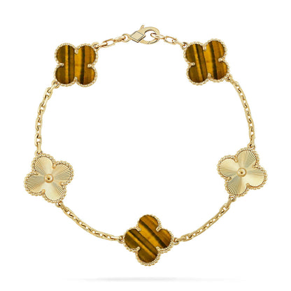 [Camiery] CLOVER 5 MOTIFS TIGER EYE BRACELET COLLECTION