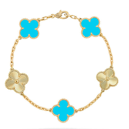 [Camiery] CLOVER 5 MOTIF TURQUOISE BRACELET COLLECTION