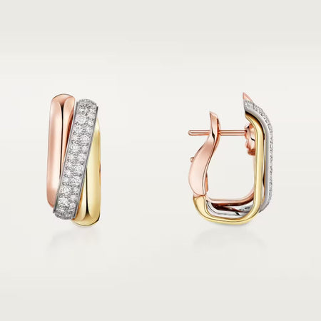 [Camiery] TRINITY HALF DIAMOND  CUSHION EARRINGS