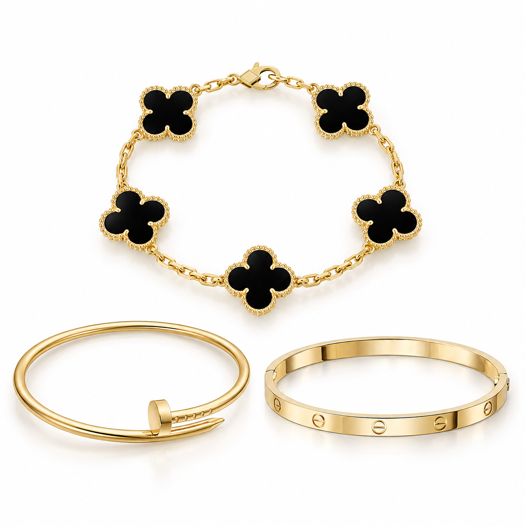 [Camiery]Clover & Juste & Lover  Bracelet Stack Set