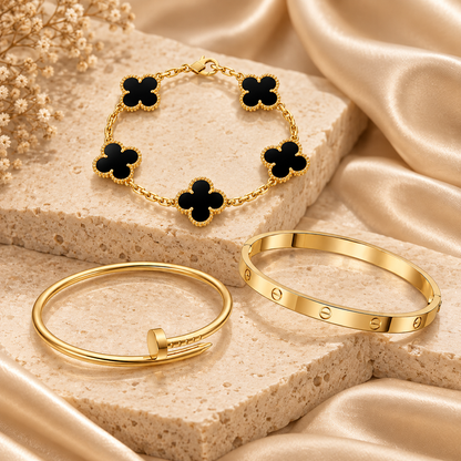 [Camiery]Clover & Juste & Lover  Bracelet Stack Set