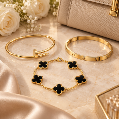[Camiery]Clover & Juste & Lover  Bracelet Stack Set