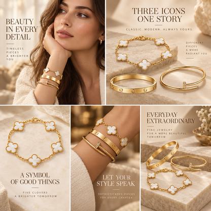 [Camiery]Clover & Lover & Juste Bracelet Stack Set