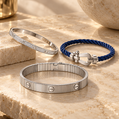 [Camiery]Love & Force Large Horseshoe Trio Bracelet Stack Set