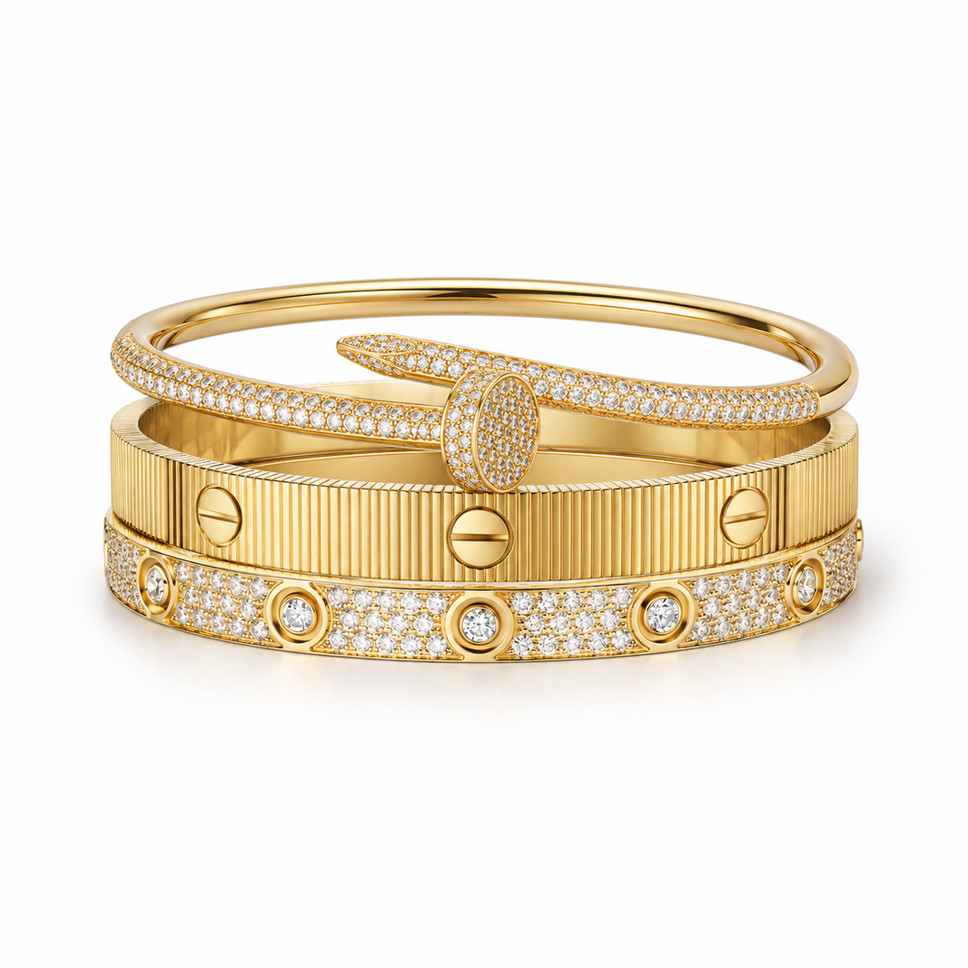 [Camiery]Love & Juste Statement Bracelet Trio Stack Set