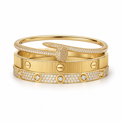 [Camiery]Love & Juste Statement Bracelet Trio Stack Set