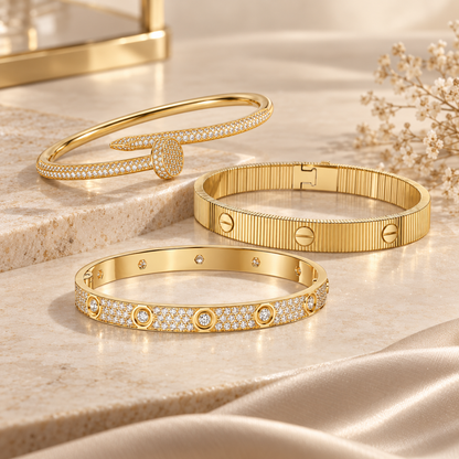 [Camiery]Love & Juste Statement Bracelet Trio Stack Set