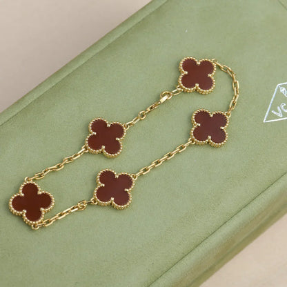 [Camiery] CLOVER 5 MOTIF RED CORNELIAN BRACELET COLLECTION