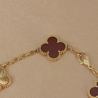[Camiery]CLOVER  5 MOTIFS CARNELIAN GOLD BRACELET