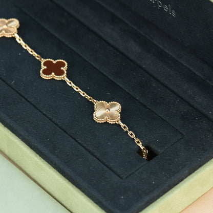 [Camiery]CLOVER  5 MOTIFS CARNELIAN GOLD BRACELET