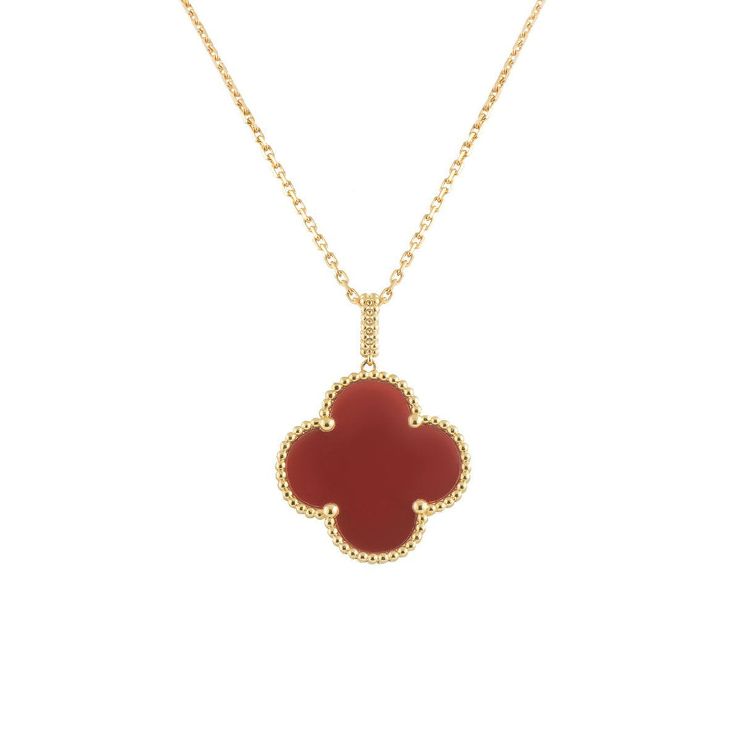 [Camiery]CLOVER 25MM NECKLACE GOLD CARNELIAN