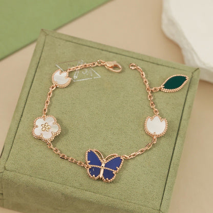 [Camiery] LOVE Brushed & Lucky Spring Butterfly 5-Motif Bracelet Stack Set
