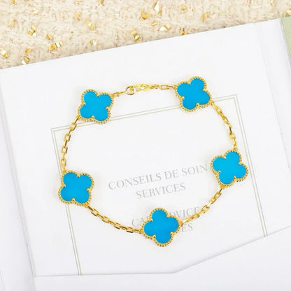 [Camiery] CLOVER 5 MOTIF TURQUOISE BRACELET COLLECTION