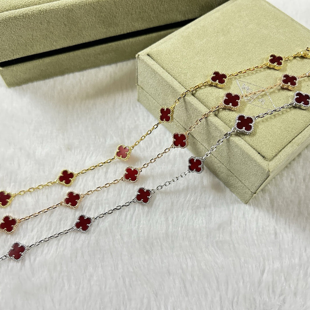 [Camiery]CLOVER 6 MOTIF RED AGATE BRACELET