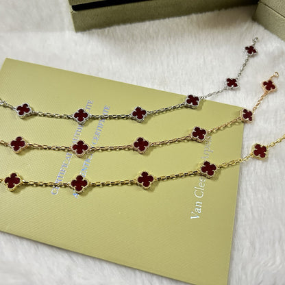 [Camiery]CLOVER 6 MOTIF RED AGATE BRACELET