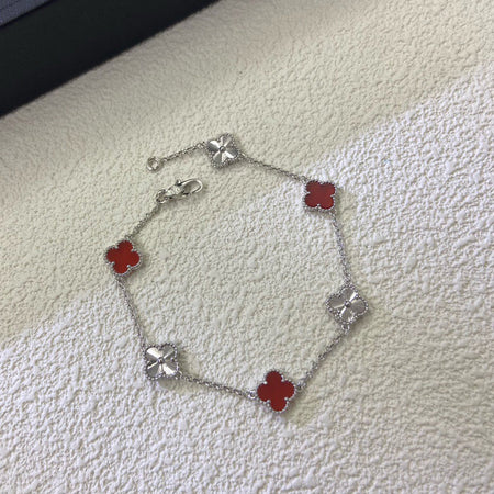 [Camiery]CLOVER 6 MOTIF RED AGATE LASER BRACELET
