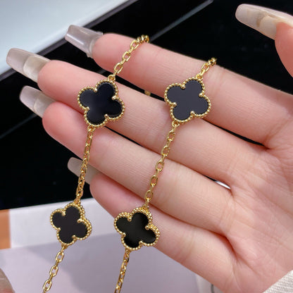 [Camiery]CLOVER 10 MOTIFS ONYX NECKLACE