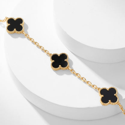 [Camiery]CLOVER 10 MOTIFS ONYX NECKLACE