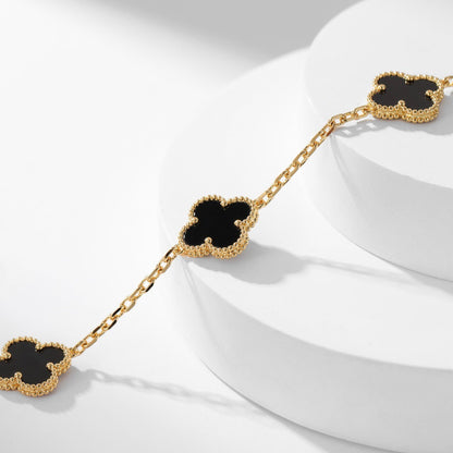 [Camiery]CLOVER 10 MOTIFS ONYX NECKLACE