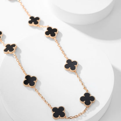 [Camiery]CLOVER 10 MOTIFS ONYX NECKLACE