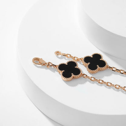 [Camiery]CLOVER 10 MOTIFS ONYX NECKLACE
