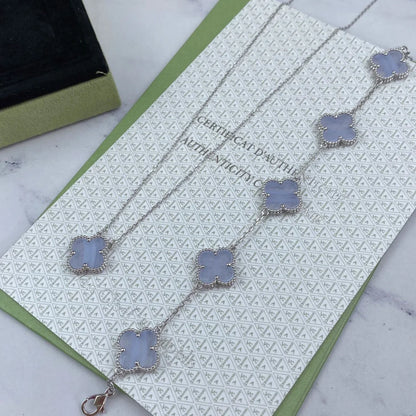 [Camiery] CLOVER 5 MOTIF PURPLE CHALCEDONY BRACELET COLLECTION