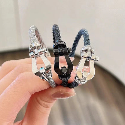 [Camiery]FORCE LARGE HORSESHOE HALF DIAMOND BRACELET SILVER