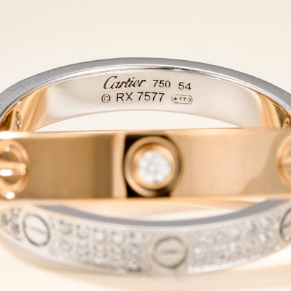 [Camiery] LOVE PINK GOLD SILVER DIAMOND DOUBLE RING