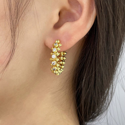 [Camiery] CLASH FULL DIAMOND MEDIUM EARRINGS