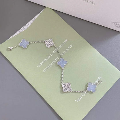 [Camiery] CLOVER 5 MOTIF PURPLE CHALCEDONY BRACELET COLLECTION