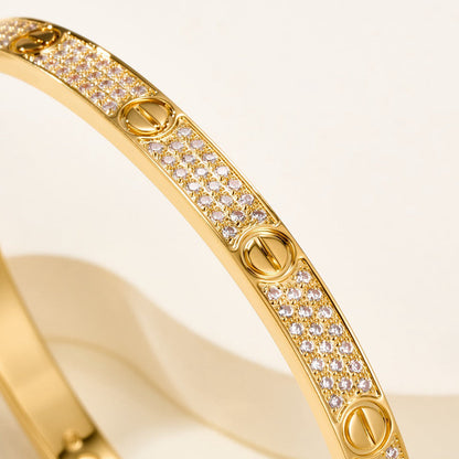 [Camiery]Clover Laser  Pulsar Stone 5-Motif & LOVE Diamond-Paved Bracelet Stack Set
