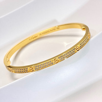 [Camiery] JUSTE Diamond & LOVE Diamond-Paved Bracelet Stack Set