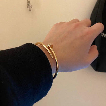 [Camiery] JUSTE Diamond & LOVE Diamond-Paved Bracelet Stack Set