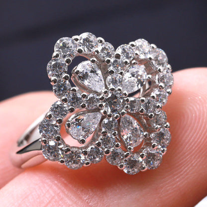 [Camiery]LOOP RING FULL MOTIF DIAMOND 16MM SILVE