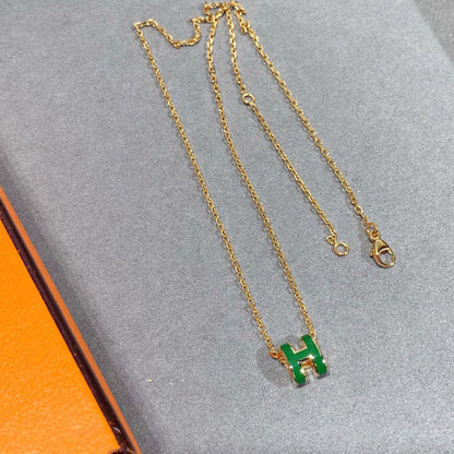 [Camiery]POP H GREEN NECKLACE SILVER AND GOLD