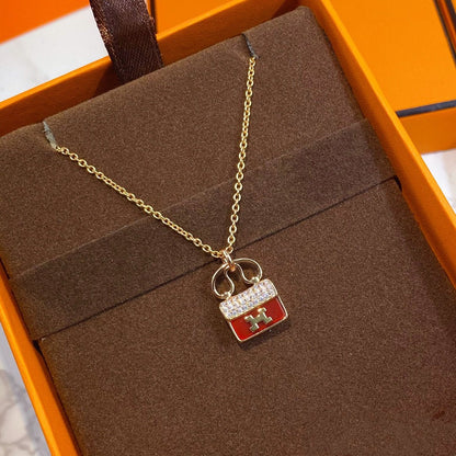 [Camiery]CONSTANCE RED PEDANT PINK GOLD NECKLACE
