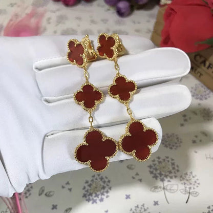 [Camiery]CLOVER 3 MOTIF CARNELIAN DROP EARRINGS