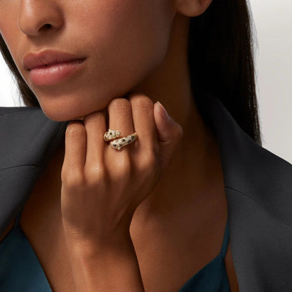 [Camiery] PANTHERE DOUBLE HEADED FULL DIAMOND  RING