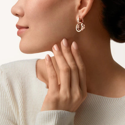 [Camiery] LOVE 3.3MM DANGLE HALF DIAMOND EARRINGS