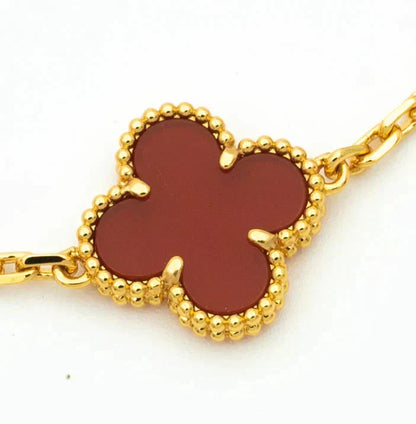 [Camiery] CLOVER 5 MOTIF RED CORNELIAN BRACELET COLLECTION