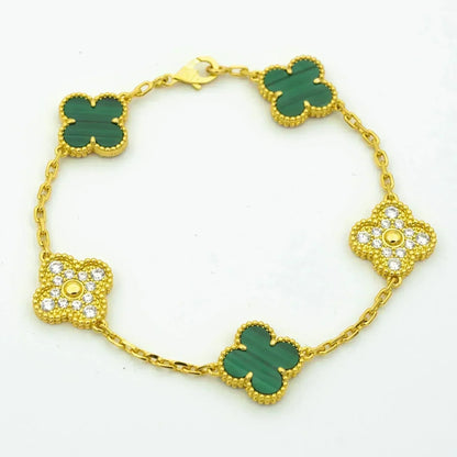 [Camiery] CLOVER 5 MOTIF MALACHITE BRACELET COLLECTION