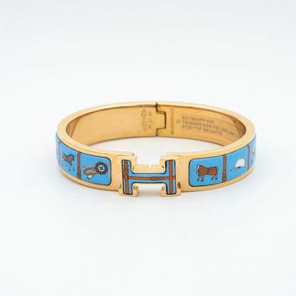 [Camiery]H PINK GOLD BRACELET BLUE CERAMIC