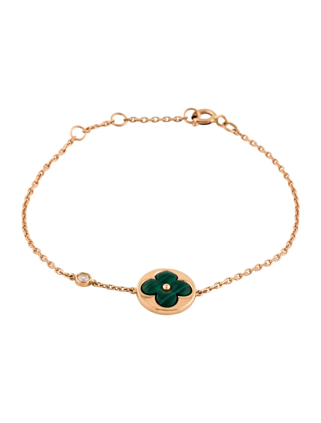 [Camiery]SUN MALACHITE 1 DIAMOND PINK GOLD BRACELET