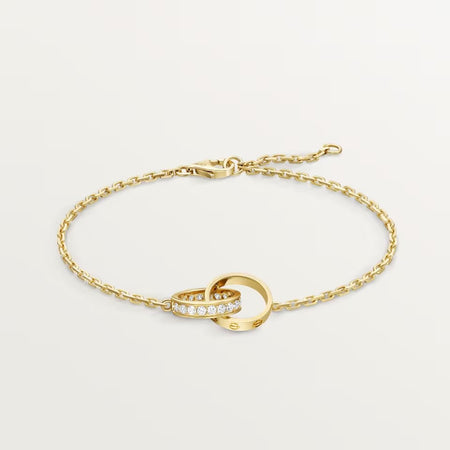 [Camiery] LOVE DOUBLE RING HALF DIAMOND BRACELET